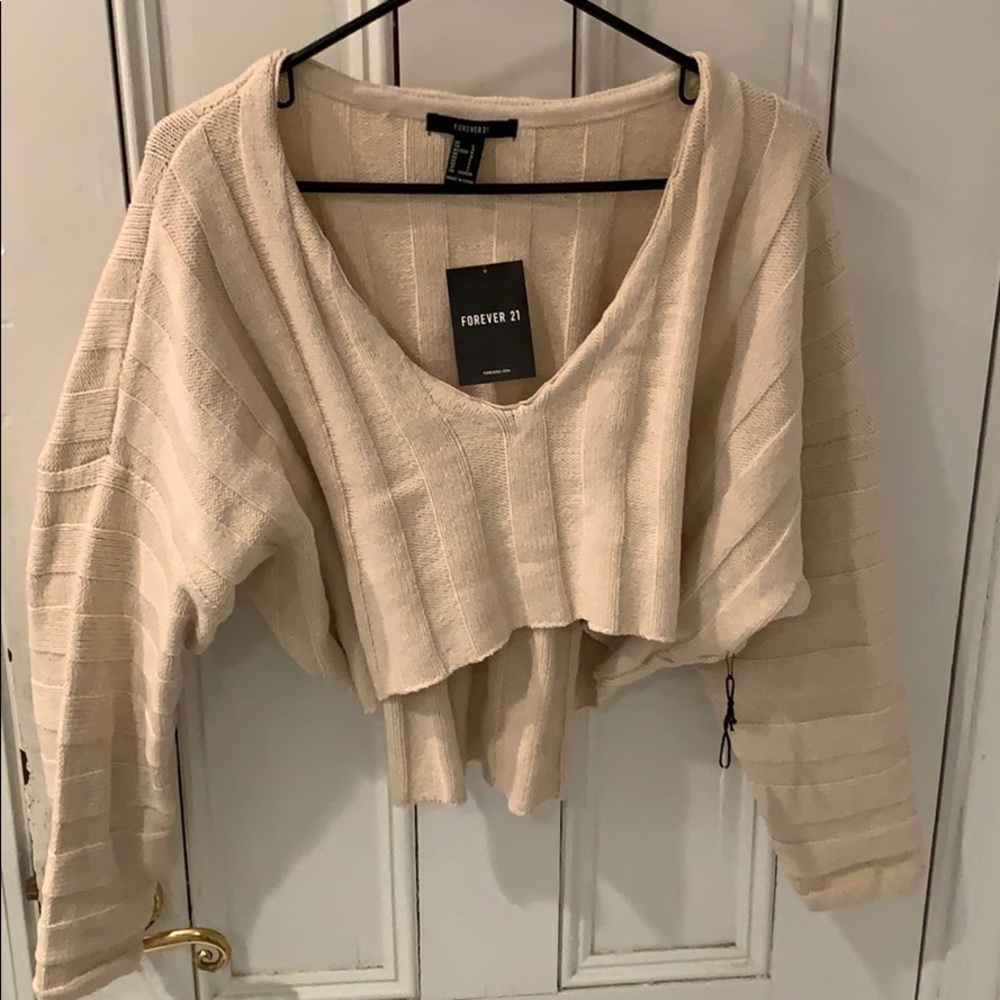 Cropped Oversize off the shouldve White Sweater